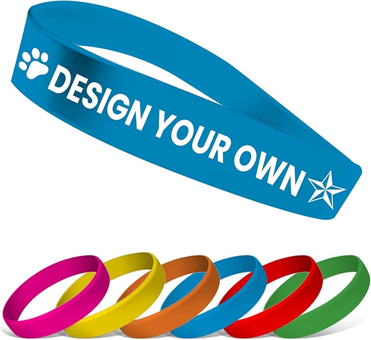 USMG Custom One Color Print Rubber Bracelets Silicone Wristbands - Add a Message - Personalized for Motivation, Events, Support, Fundraisers