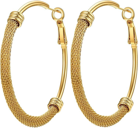 PROSTEEL 30/40/60/80/100mm Chunky Hoop Earrings For Women Gold Plated/Black Stainless Steel Hoops Earrings Statement Jewelry