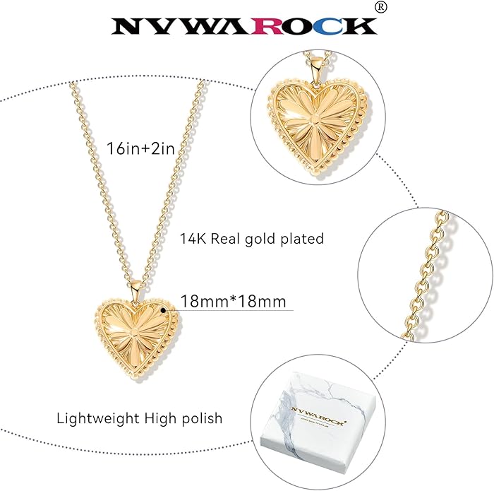 Gold Flower Pendant Necklace Dainty Floral Choker 14K Plated Shining Cute Heart Necklace for Women