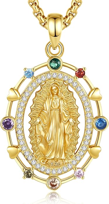 Vito 925 Sterling Silver Saint Necklaces for Women Men, St Michael/Crucifix/Caravaca/St Jude/Virgin Mary Pendant Patron Saint Amulet Medal Religion Jewelry Gift