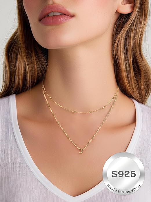 ChicSilver 925 Sterling Silver Initial Necklace for Women Dainty Letter Jewelry Personalized Gift