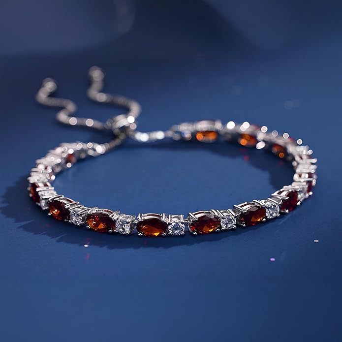 FANCIME Birthstone Tennis Bracelets Sterling Silver Bolo Tennis Bracelets Charm Fine Jewelry Birthday Gifts for Women Mom Wife Her