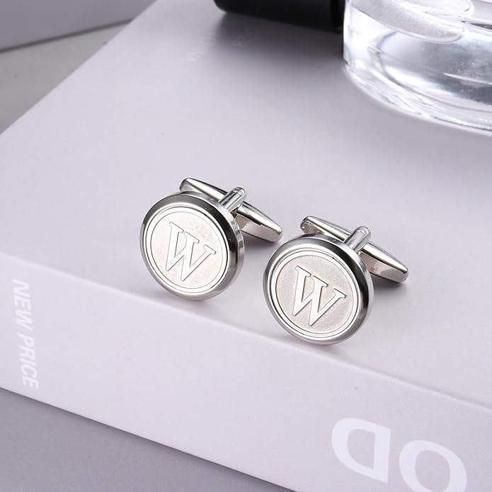 LOYALLOOK Initial Gold Cufflinks for Men Gold Cuff Links Personalized Copper CuffLinks Letter Cufflinks Gift for Groom Husband Father