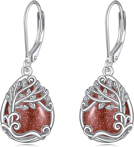 Moonstone Filigree Drop Dangle Teardrop Earrings 925 Sterling Silver Moonstone Leverback Earrings for Women Jewelry Gifts