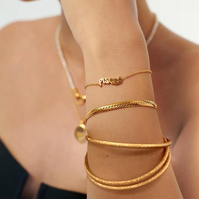 Kainier 3mm 14K Gold Plated Bracelet Stainless Steel Glossy Stackable Thin Round Bangle Bracelet for Women Solid Plain Polished Bracelet Best Gifts for Love