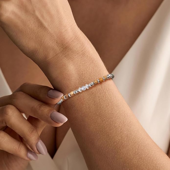 Moonstone Beaded Bracelet for Women - Calming & Empowering Healing Crystal Jewelry, Adjustable Chakra Balancing Gift for Mom, Sister, Daughter - Birthday Christmas