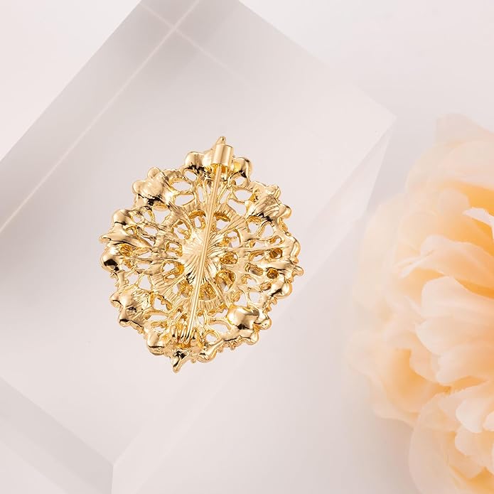 LAXPICOL Vintage Clear Austrian Crystal Brooch Pin for Women Elegant Wedding Bridal Brooches Broach Pin 1.69"*1.39"