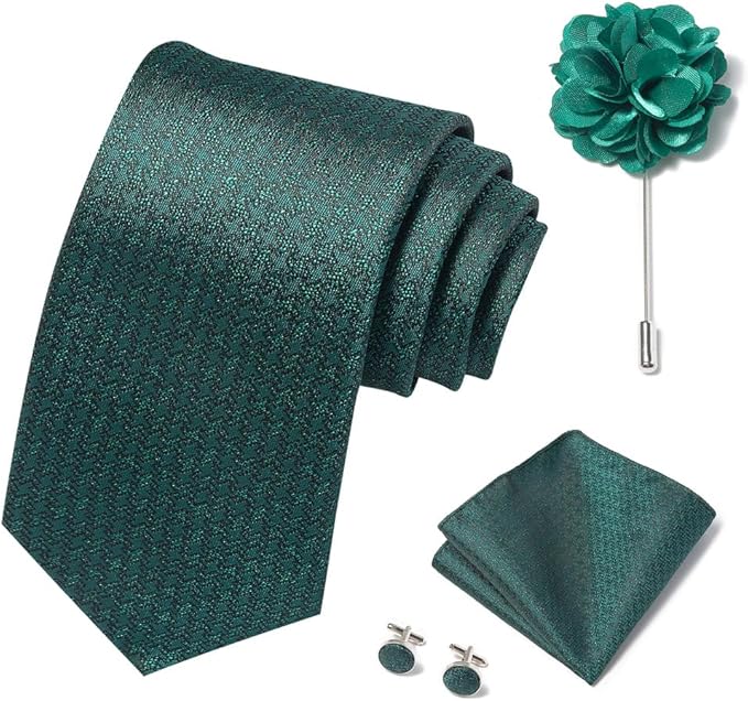 joy alice Ties Set Men Mixed Color Necktie Handkerchief Cufflinks Brooch 3.15 Formal