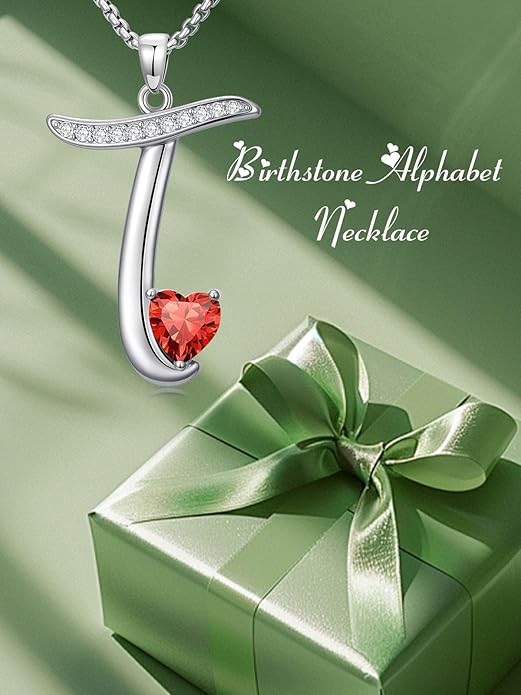 Christmas Gifts for Women Alphabet A to Z Initial Birthstone Pendant Necklaces for Women - 18k White Gold Plated Personalized Name Jewelry Valentine Mothers Day Birthday Gifts for Women Her Girlfriend