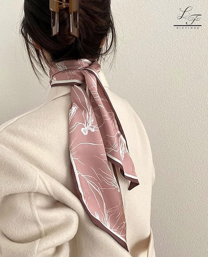 Hioyiwse Head Scarf Hair Neck Scarves For Women Purse Bag Scarfs For Handbags Silky Long Thin Satin Headscarf Fashion