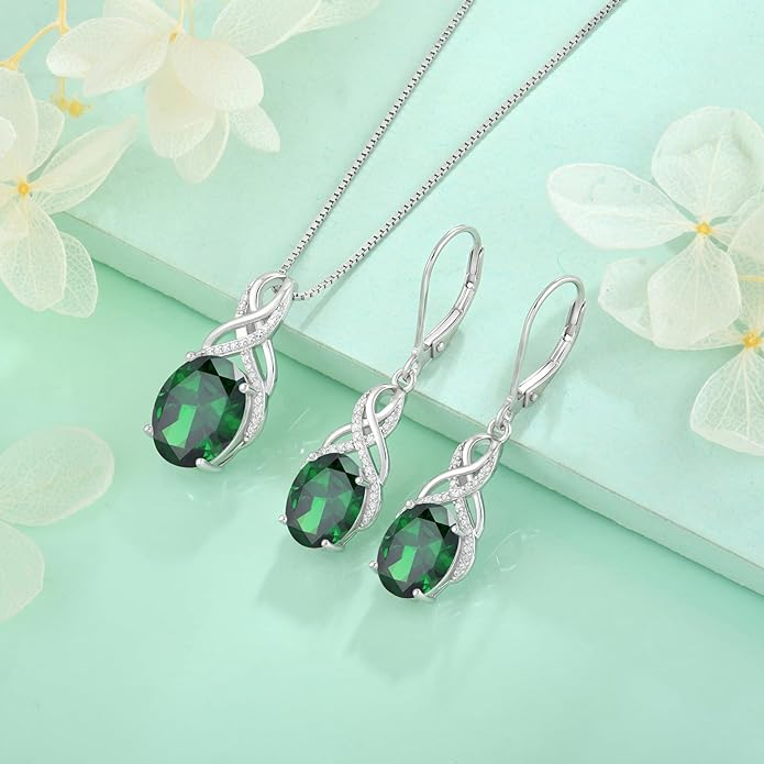Starchenie 925 Sterling Silver Earrings for Women Infinity Dangle Earrings Amethyst Oval Cut Birthstone Jewelry Gift