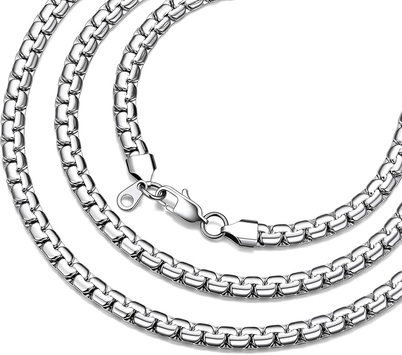 Bestyle 18K Gold Plated/Silver/Black Chain for Men, Hypoallergenic 2/4/6/8mm Stainless Steel Flat Link Chain Necklace for Men & Women Hip Hop Jewelry, 14-30"