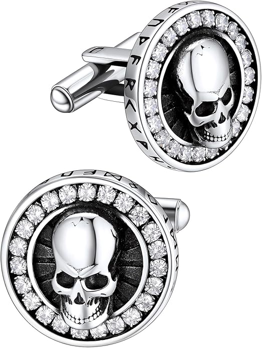FaithHeart Mens Cufflinks, Norse Viking Tuxedo Shirt Cuff Links, Stainless Steel Cuff Links and Shirt Studs, Gift Box