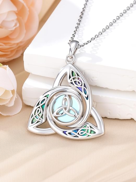 WINNICACA Christmas Gifts for Women Witches Knot Celtic Knot Necklace Sterling Silver Celtic Jewelry Protection Necklaces Irish Jewelry Birthday Gifts for Women Mom Wife Her