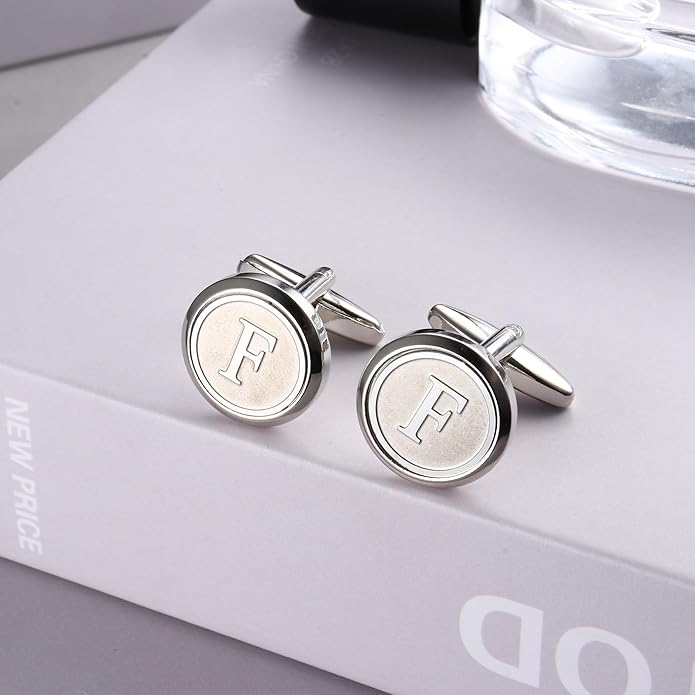 LOYALLOOK Initial Gold Cufflinks for Men Gold Cuff Links Personalized Copper CuffLinks Letter Cufflinks Gift for Groom Husband Father