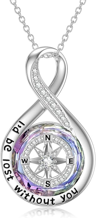 TOUPOP Compass Necklace for Women Sterling Silver I'd be Lost without You Necklaces Wedding Anniversary Jewelry Birthday Valentines Day Gifts for Her Wife Girlfriend
