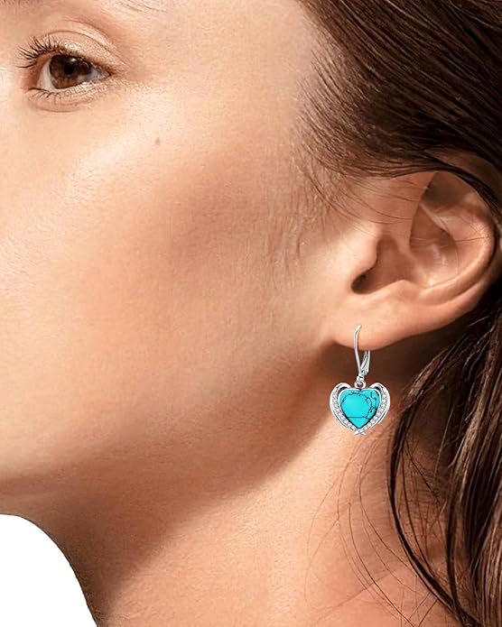 BDL Genuine Turquoise Jewelry for Women, Sterling Silver Earrings and Necklaces for Women, Leverback Dangle Drop Earrings Jewelry…