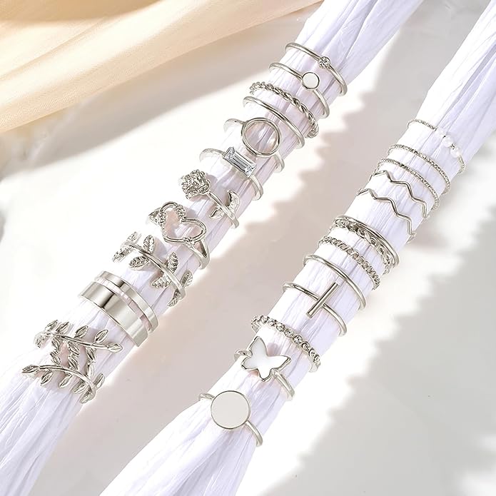 IFKM Gold Knuckle Rings Set For Women Vintage Stackable Joint Finger Midi Rings Dainty Cubic Zirconia Crystal Simple Twist Hollow Cute Rings Pack Jewelry Gift