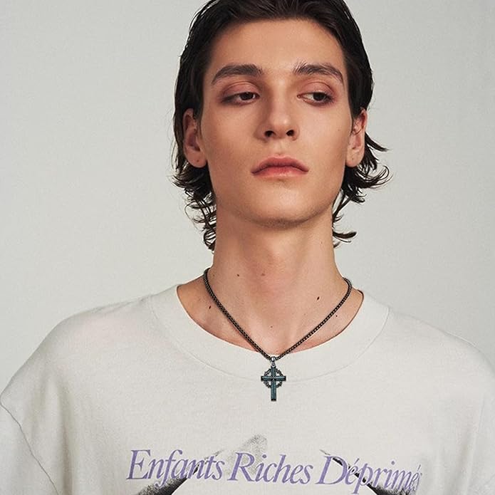 Cross Necklace for Men 925 Sterling Silver Celtic Cross Pendant Christian Jewelry Religious Christmas Gifts for Women