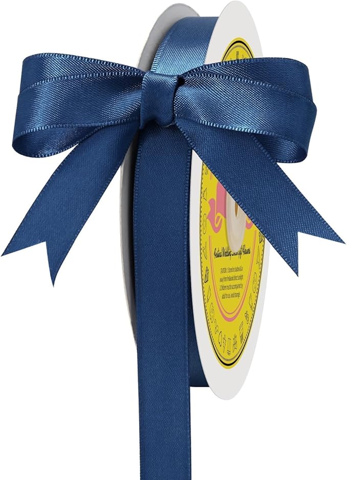 LEEQE Double Face Navy Blue Satin Ribbon 1/2 inch X 50 Yards Polyester Navy Blue Ribbon for Gift Wrapping Very Suitable for Weddings Party Invitation Decorations and More