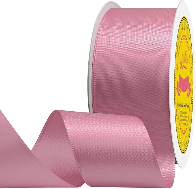 LEEQE Double Face Rose Mauve Satin Ribbon 1-1/2 inch X 25 Yards Polyester Rose Mauve Ribbon for Gift Wrapping Very Suitable for Weddings Party Hair Bow Invitation Decorations and More