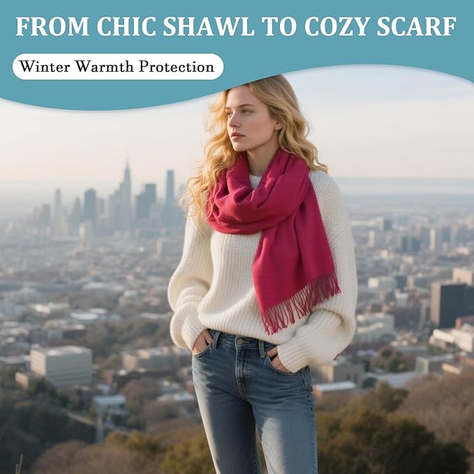 FLEESOFT Winter Wool Scarf Shawl -Thick Oversized Pashmina Shawl Wrap,Soft Warm Winter Scarves,Travel Blanket Scarf for Women