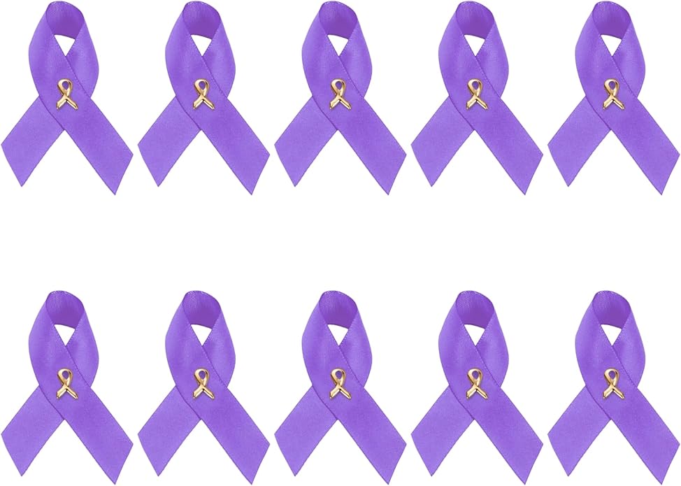 1/2/5/10/25/50/100pcs Satin Awareness Ribbon Pins (Pick your color), for Cancer & Disease Awareness, Bulk Quantities for Fundraising, Events, Gift Giving