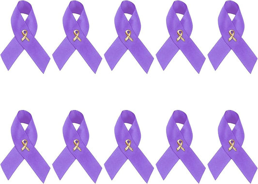 1/2/5/10/25/50/100pcs Satin Awareness Ribbon Pins (Pick your color), for Cancer & Disease Awareness, Bulk Quantities for Fundraising, Events, Gift Giving