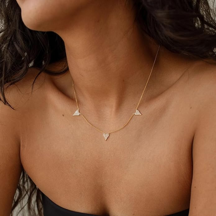 Tewiky Cute Heart Necklace Tiny 14k Gold Heart Pendant Choker Necklaces Small Gold Love Open Heart Chain Necklace for Women Dainty Gold Necklace Gifts for Her