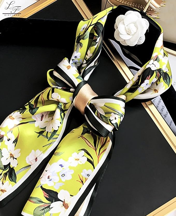 Hioyiwse Head Scarf Hair Neck Scarves For Women Purse Bag Scarfs For Handbags Silky Long Thin Satin Headscarf Fashion
