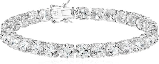 Amazon Essentials Plated Sterling Silver Round Cut Cubic Zirconia Tennis Bracelet