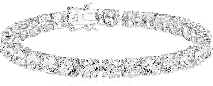 Amazon Essentials Plated Sterling Silver Round Cut Cubic Zirconia Tennis Bracelet