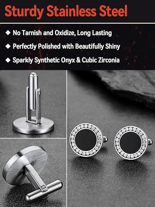 FaithHeart Mens Cufflinks, Norse Viking Tuxedo Shirt Cuff Links, Stainless Steel Cuff Links and Shirt Studs, Gift Box