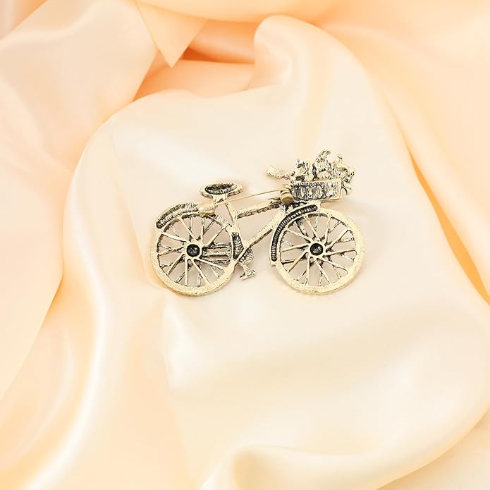 Crystal Rhinestone Creative Bicycles Brooch Pin for Women Retro Elegant Handmade Blue Brooches Pins Classic Wedding Fashion Jewelry Accessories Gift