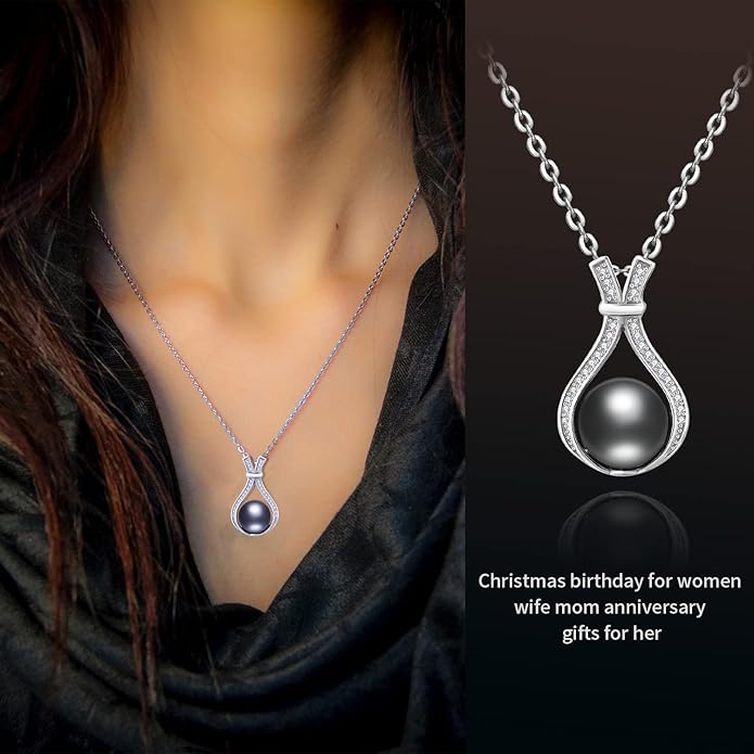 Gifts for Wife-Wedding-Anniversary-Tahitian-Black-Pearl-Necklace for Women Birthday -Jewelry for Her Girlfriend Valentines Day Mothers Day -Gifts for Mom Anniversary Christmas for Her