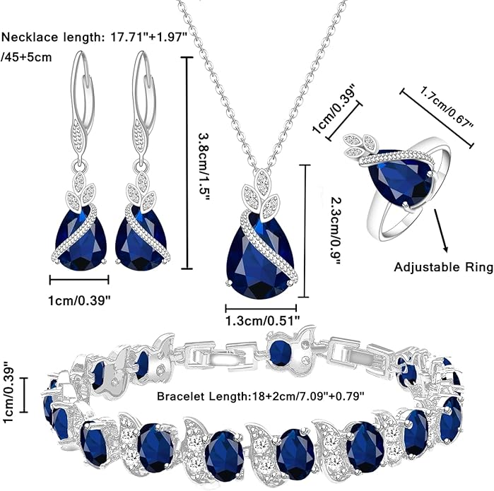 ZCGJWE Wedding Jewelry Set for Women Gem Necklace Earrings Bracelet Luxury Jewelry Set Birthday Valentine's Day Mother's Day Christmas Prom Jewelry Gift