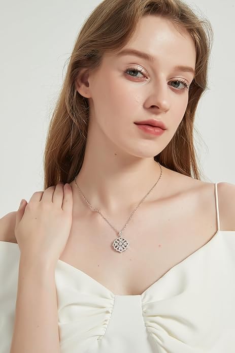 THELANDA Genuine Moissanite Sterling Silver Vintage Classic Clover Cross Flourish Pendant Necklace, Adjustable 18-20 Inch Chain with Lobster Clasp, Elegant Jewelry Gift for Women