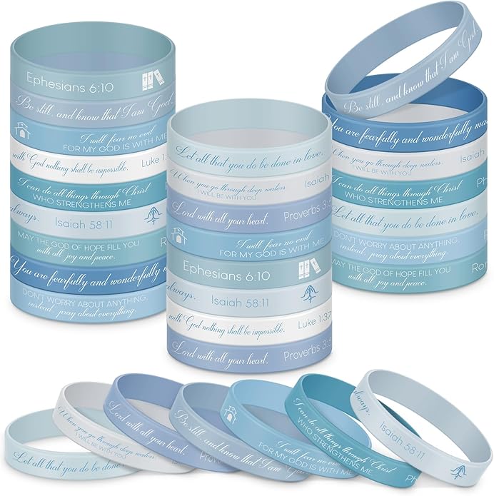 Ecation Bible Verses Bracelets Bulk Scripture Silicone Wristbands Inspirational Motivational Quote Rubber Wristbands Christian Bracelets for Easter Carnival Party Favors
