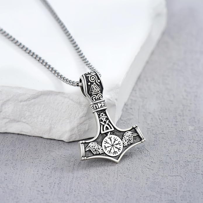 KoyeKei Viking Necklace for Men 925 Sterling Silver Viking Norse Pagan Jewelry Gifts for Women