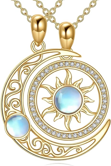 JBAERD Couples BFF Matching Necklaces 925 Sterling Silver Cross/Yin Yang/Sun Moon/Mountain Wave Pendant Necklace Anniversary Birthday Gifts