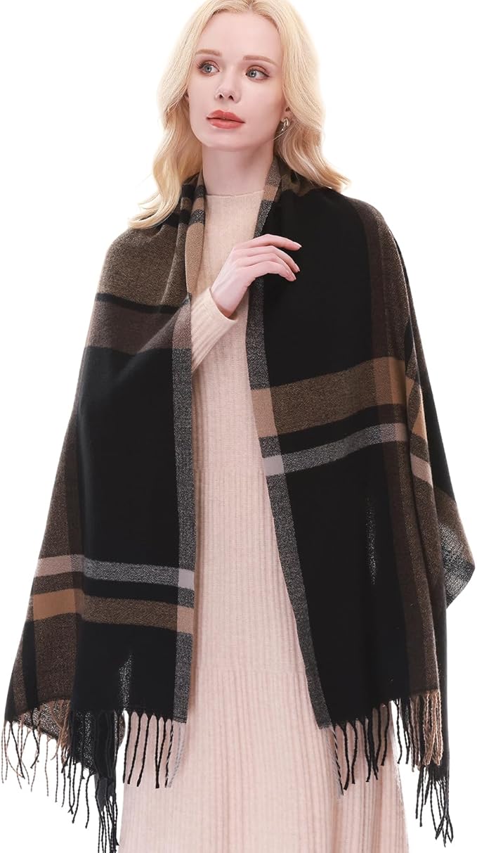 RIIQIICHY Plaid Scarf for Women Fall Winter Pashmina Scarves Wraps for Cold Weather Warm Large