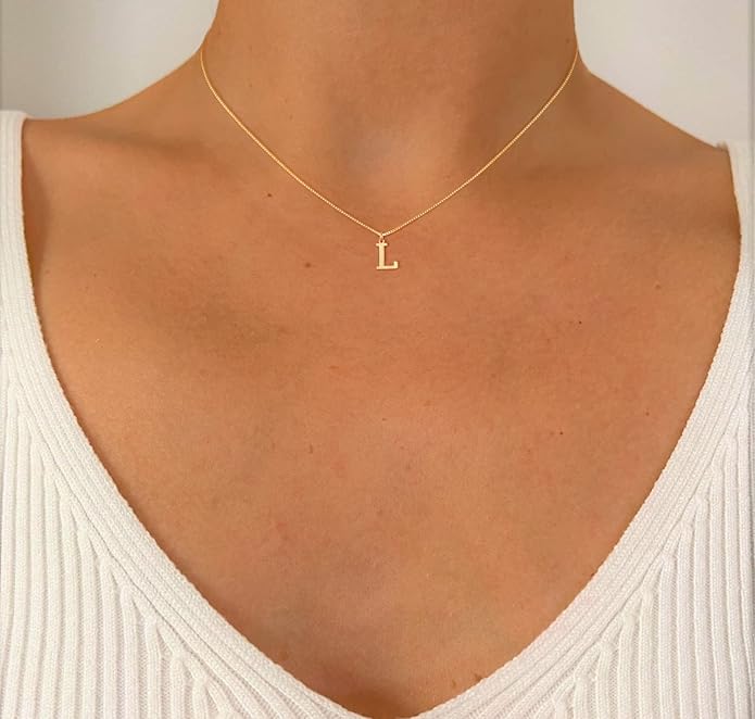Foxgirl Gold Initial Necklaces for Women, Dainty Gold Letter Necklace Tiny A-Z Pendant Choker Necklace Trendy Cute Personalized Monogram Name Necklace Gold Jewelry Necklace for Women Gift
