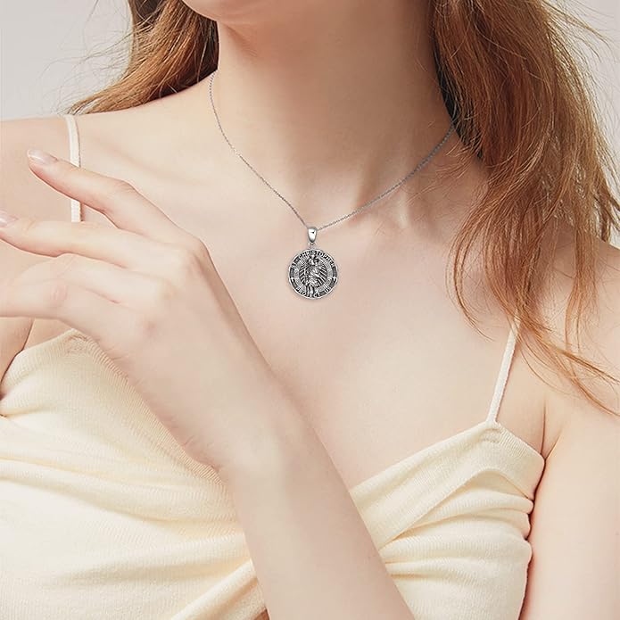 YFN Patron Saint Necklace Sterling Silver Amulet Medal Pendant Religious Protector Jewelry Gifts for Women Men