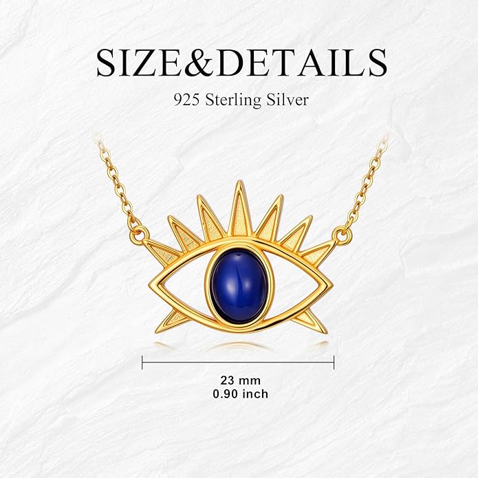 Evil Eye Necklace for Women Star Sapphire Evil Eye Jewelry Pendant with 18+2 Inch Silver Chain Women's Protection Pendant Necklace