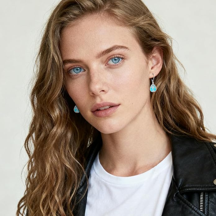 Eusense Sterling Silver Dangle Earrings for Women Tree of Life Animals Moonstone Turquoise Leverback Earrings Jewelry Gifts
