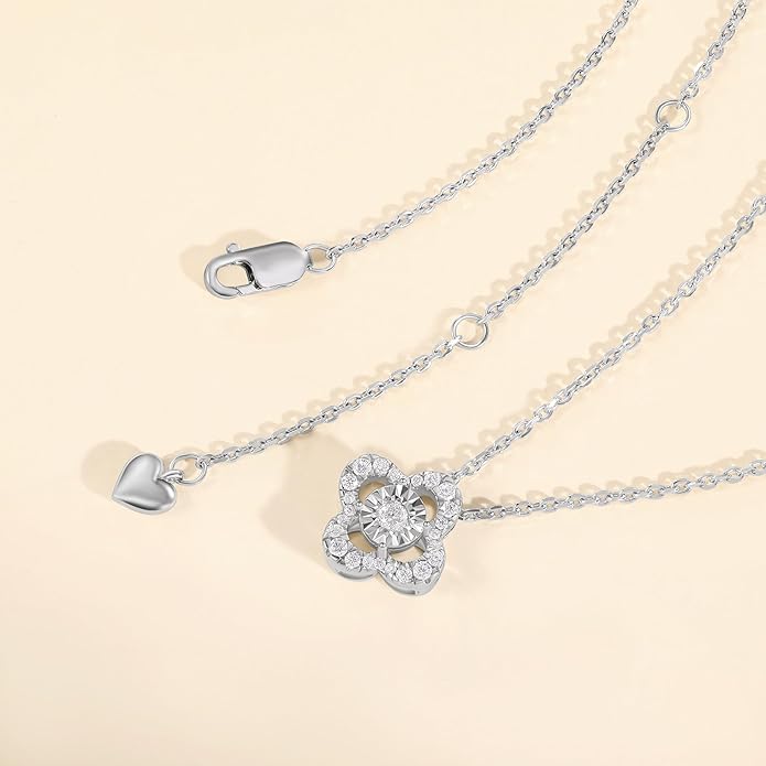 Sterling Silver Lab Grown Diamond Halo Pendant Necklace, Chain Included,ideal gift for anniversaries, birthdays, or any milestone celebration