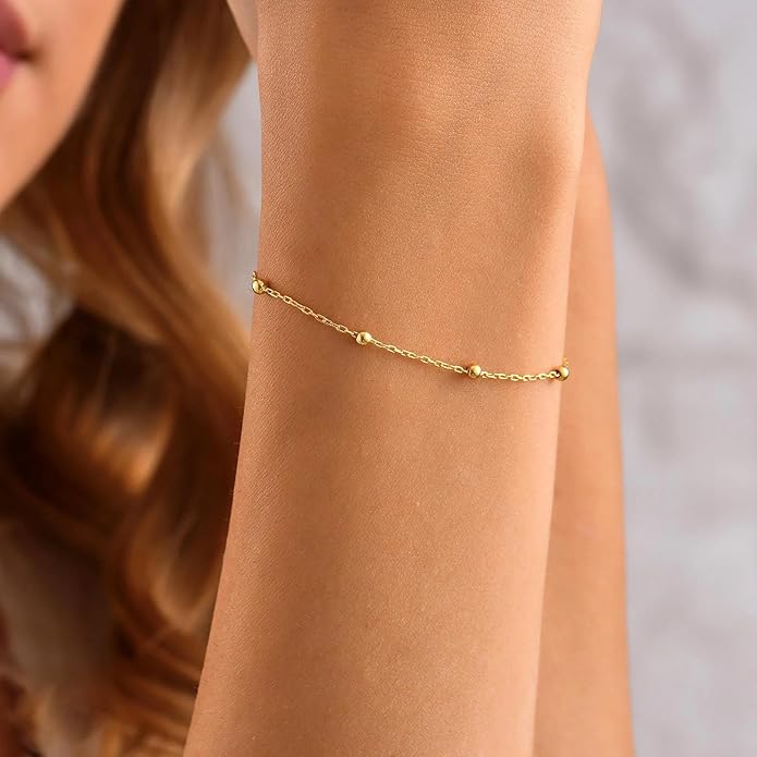 Moodear Stackable Bracelets for Men - Dainty 925 Sterling Silver/14K Gold Plated Cuff Snake Box Cuban Link Chain Bangle Bracelet Set Mens Jewelry