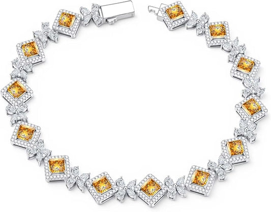Iefil Tennis Bracelets for Women - 925 Sterling Silver Birthstone Tennis Bracelet, Anniversary Birthday Gifts, Birthstone Jewelry for Women Wife Mom Daughter