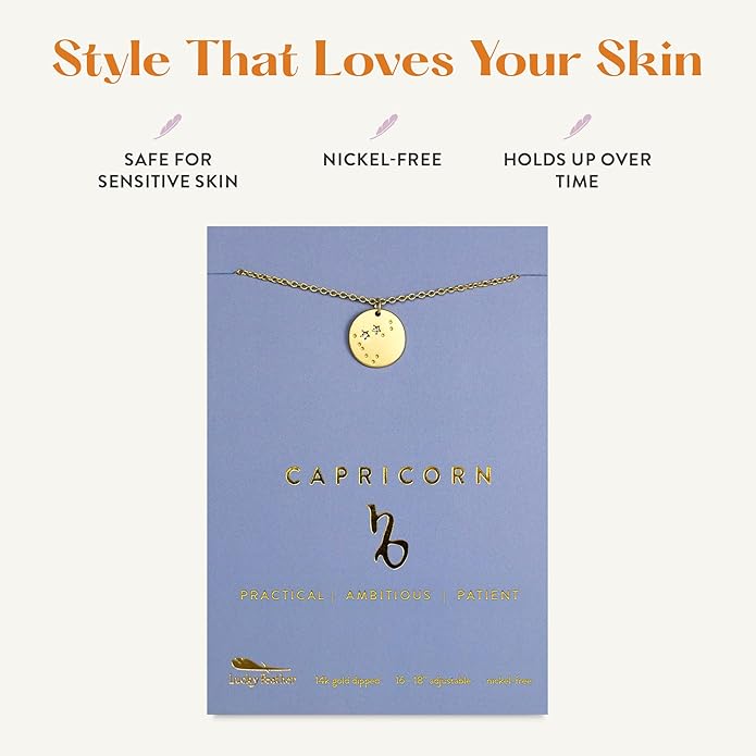 Lucky Feather Zodiac necklaces for women | Scorpio 14K Gold-Plated Astrology Pendant for Girls | Horoscope Sign Zodiac gift | Great Christmas Stocking Stuffer | Trendy Birthday Jewelry Gift | 16” - 18”