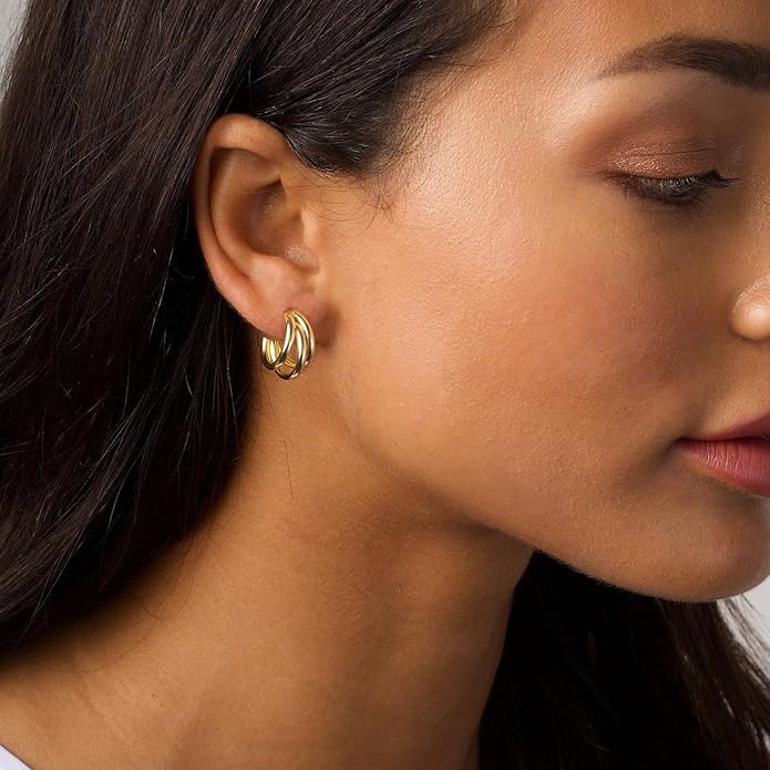 NIXMAX Chunky Small Knot Earrings Gold Silver Geometric Earrings for Women Dainty Gold and Silver Plated Dangle Drop Earrings Hypoallergenic and Lightweight Fashion Trendy Jewelry Gifts